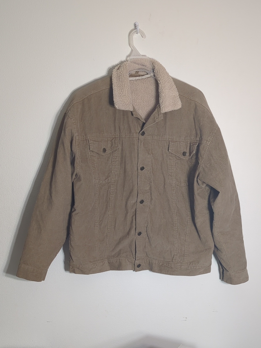 Mens Corduroy Sherpa Chore Barn Coat Rancher Western Cowboy Work Tan Sand XL